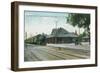 Exterior View of the Southern Pacific Depot - Stockton, CA-Lantern Press-Framed Art Print