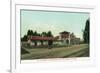 Exterior View of the Southern Pacific Railroad Depot - Burlingame, CA-Lantern Press-Framed Art Print