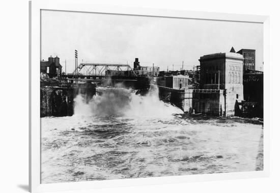 Exterior View of Washington Water Power Plant - Spokane, WA-Lantern Press-Framed Art Print