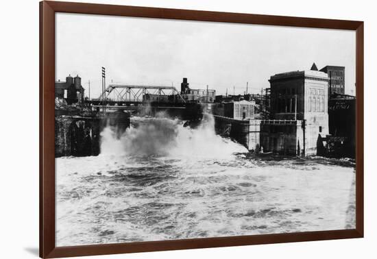 Exterior View of Washington Water Power Plant - Spokane, WA-Lantern Press-Framed Art Print