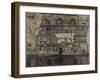 Exterior Wall by the Riverside. 1915-Egon Schiele-Framed Giclee Print