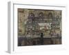 Exterior Wall by the Riverside. 1915-Egon Schiele-Framed Giclee Print