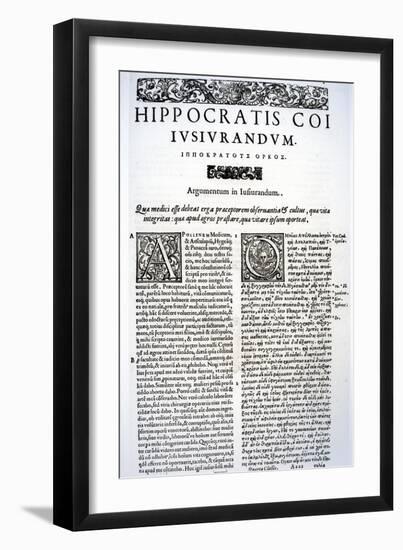 Extract of the Hippocratic Oath in Latin and Greek, 1588 (Vellum)-Italian-Framed Giclee Print