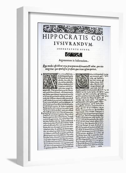 Extract of the Hippocratic Oath in Latin and Greek, 1588 (Vellum)-Italian-Framed Giclee Print