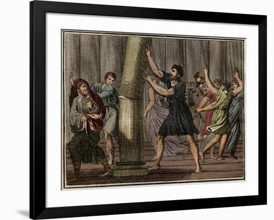 Extraordinary strength of Milo of Croton (Milon de Crotone)-French School-Framed Giclee Print