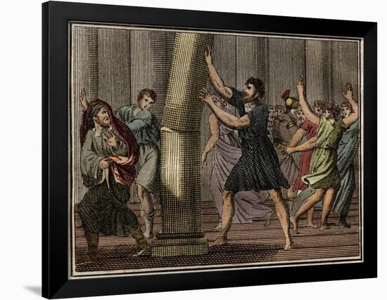 Extraordinary strength of Milo of Croton (Milon de Crotone)-French School-Framed Giclee Print