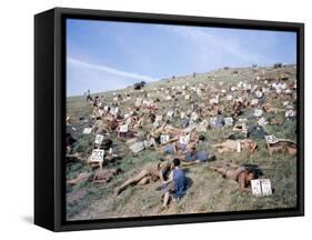 Extras Playing Dead People Hold Numbered Cards Between Takes During Filming of "Spartacus"-J^ R^ Eyerman-Framed Stretched Canvas