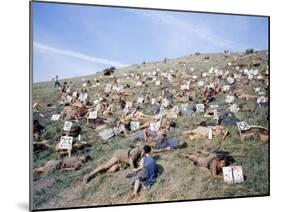 Extras Playing Dead People Hold Numbered Cards Between Takes During Filming of "Spartacus"-J^ R^ Eyerman-Mounted Photographic Print