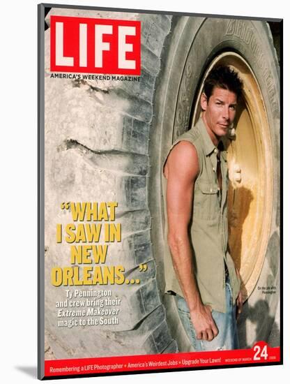 Extreme Makeover Host Ty Pennington on Location in post-Katrina Ravaged South, March 24, 2006-Michael Edwards-Mounted Photographic Print