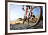 Extreme Mountain Bike Sport Athlete Man Riding Outdoors Lifestyle Trail-warrengoldswain-Framed Photographic Print