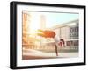 Extreme Parkour in Business Center. Young Boy Performing Some Jumps from Parkour Discipline-Oneinchpunch-Framed Photographic Print