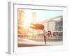 Extreme Parkour in Business Center. Young Boy Performing Some Jumps from Parkour Discipline-Oneinchpunch-Framed Photographic Print