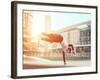 Extreme Parkour in Business Center. Young Boy Performing Some Jumps from Parkour Discipline-Oneinchpunch-Framed Photographic Print