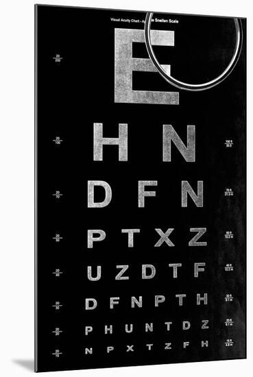 Eye Chart & Magnifying Glass-null-Mounted Art Print