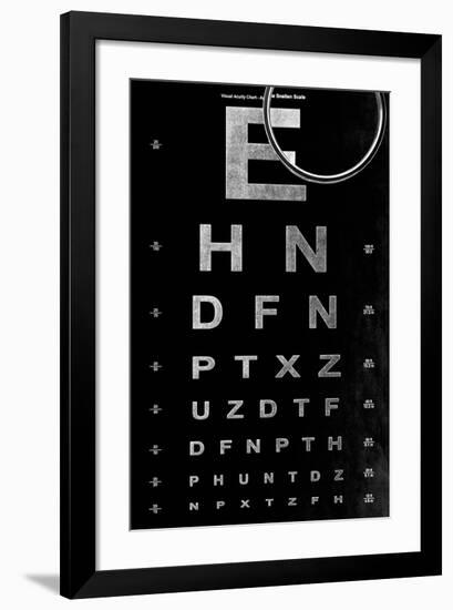 Eye Chart & Magnifying Glass-null-Framed Art Print