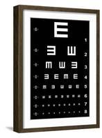 Eye Test Chart - White on Black-oriontrail2-Framed Art Print