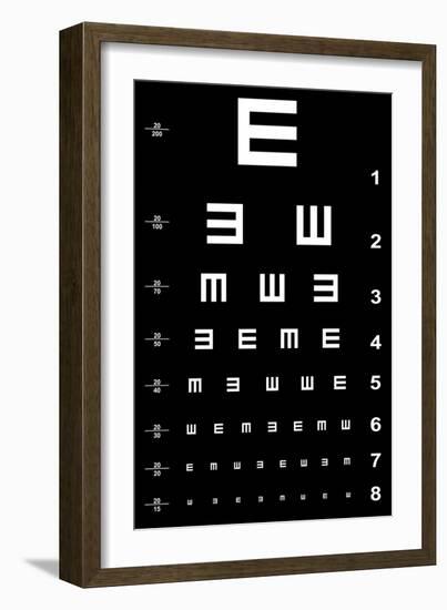 Eye Test Chart - White on Black-oriontrail2-Framed Art Print