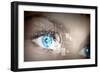 Eye Viewing Digital Information Represented By Circles And Signs-Sergey Nivens-Framed Art Print