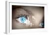 Eye Viewing Digital Information Represented By Circles And Signs-Sergey Nivens-Framed Premium Giclee Print