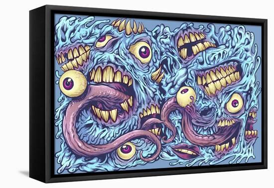 Eyeballs and Teeth Pattern-FlyLand Designs-Framed Stretched Canvas