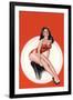 Eyeful Magazine; Brunette in a Red Bathing Suit-Peter Driben-Framed Art Print