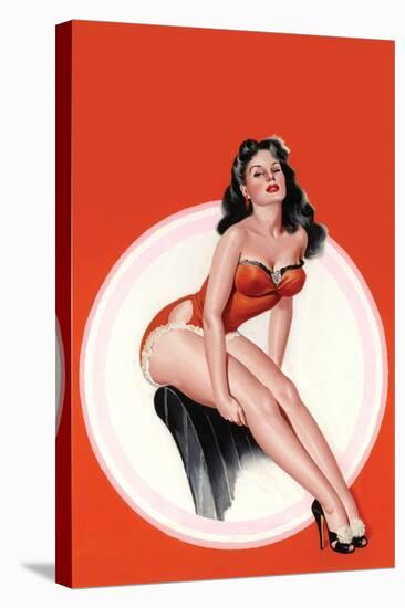 Eyeful Magazine; Brunette in a Red Bathing Suit-Peter Driben-Stretched Canvas