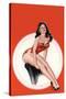 Eyeful Magazine; Brunette in a Red Bathing Suit-Peter Driben-Stretched Canvas