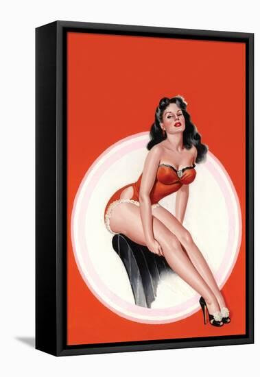 Eyeful Magazine; Brunette in a Red Bathing Suit-Peter Driben-Framed Stretched Canvas