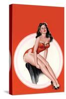 Eyeful Magazine; Brunette in a Red Bathing Suit-Peter Driben-Stretched Canvas