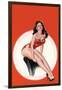 Eyeful Magazine; Brunette in a Red Bathing Suit-Peter Driben-Framed Art Print