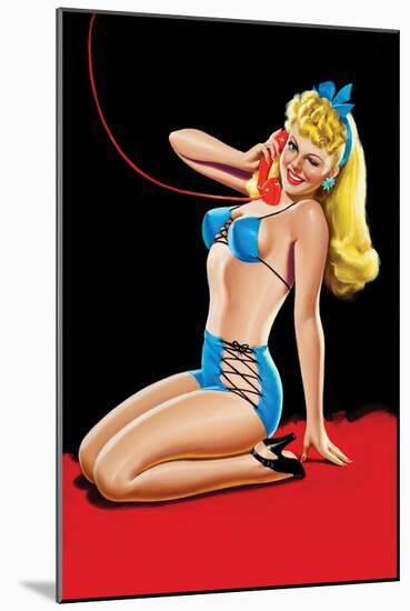 Eyeful Magazine; Pin Up in Blue Bikini-Peter Driben-Mounted Art Print