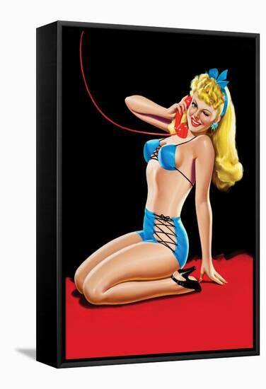 Eyeful Magazine; Pin Up in Blue Bikini-Peter Driben-Framed Stretched Canvas