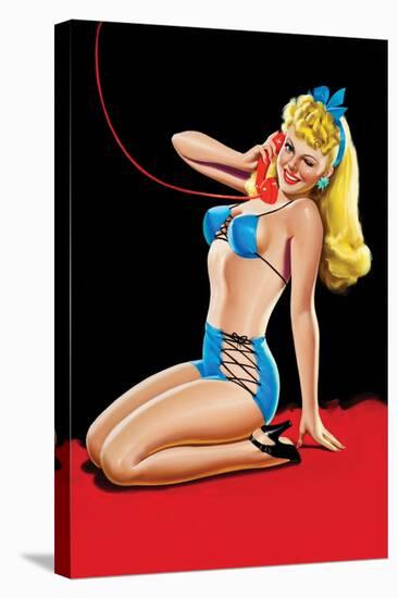 Eyeful Magazine; Pin Up in Blue Bikini-Peter Driben-Stretched Canvas