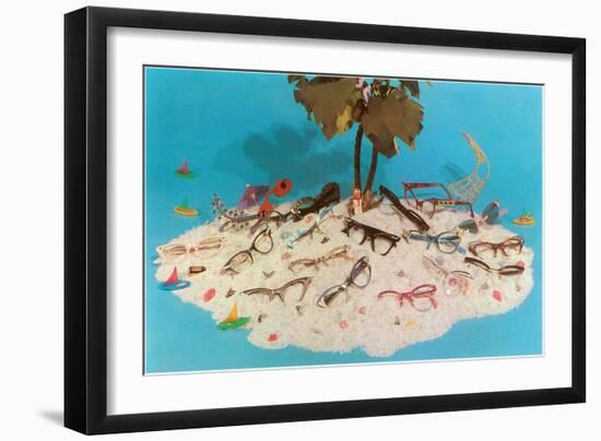 Eyeglasses on Simulated Desert Island-null-Framed Art Print