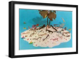 Eyeglasses on Simulated Desert Island-null-Framed Art Print