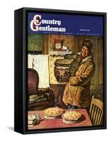 "Eyeing the Pies," Country Gentleman Cover, January 1, 1945-Amos Sewell-Framed Stretched Canvas