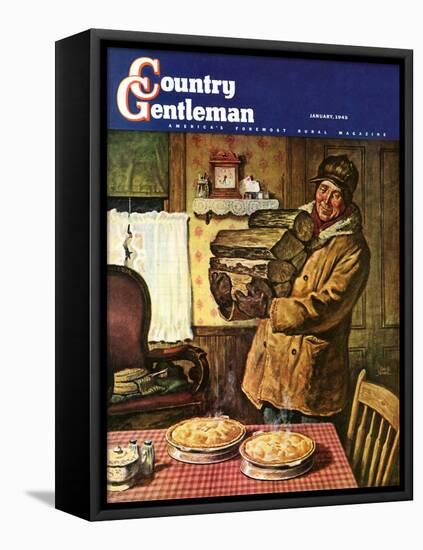 "Eyeing the Pies," Country Gentleman Cover, January 1, 1945-Amos Sewell-Framed Stretched Canvas