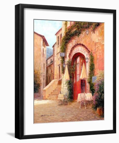 Eze Village Café, France-Haixia Liu-Framed Art Print