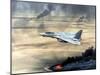 F-14 Fighter Flies over Burning Kuwaiti Oil During First Gulf War, March 1, 1991-null-Mounted Photo