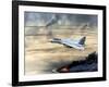 F-14 Fighter Flies over Burning Kuwaiti Oil During First Gulf War, March 1, 1991-null-Framed Photo