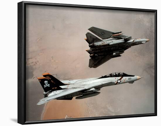 F-14 Tomcats (In Air) Art Poster Print-null-Framed Poster