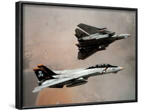F-14 Tomcats (In Air) Art Poster Print-null-Framed Poster