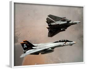 F-14 Tomcats (In Air) Art Poster Print-null-Framed Poster