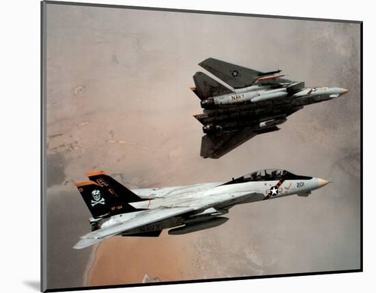F-14 Tomcats (In Air) Art Poster Print-null-Mounted Poster