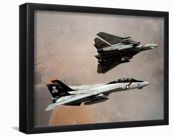 F-14 Tomcats (In Air) Art Poster Print-null-Framed Poster