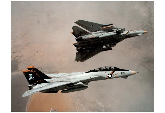 F-14 Tomcats (In Air) Art Poster Print-null-Lamina Framed Poster