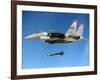 F-15 Strike Eagle Fighter Drops a Guided Bomb in Exercises, Ca. 1980s-null-Framed Photo