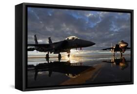 F-15 Strike Eagle Fighters at Mountain Home Air Force Base Idaho at Sunset, 2010-null-Framed Stretched Canvas