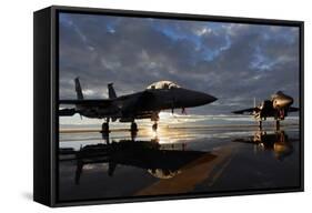 F-15 Strike Eagle Fighters at Mountain Home Air Force Base Idaho at Sunset, 2010-null-Framed Stretched Canvas