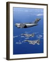 F-15B Eagles Escort the First Hawaii-based C-17 Globemaster III To Its Home-Stocktrek Images-Framed Photographic Print